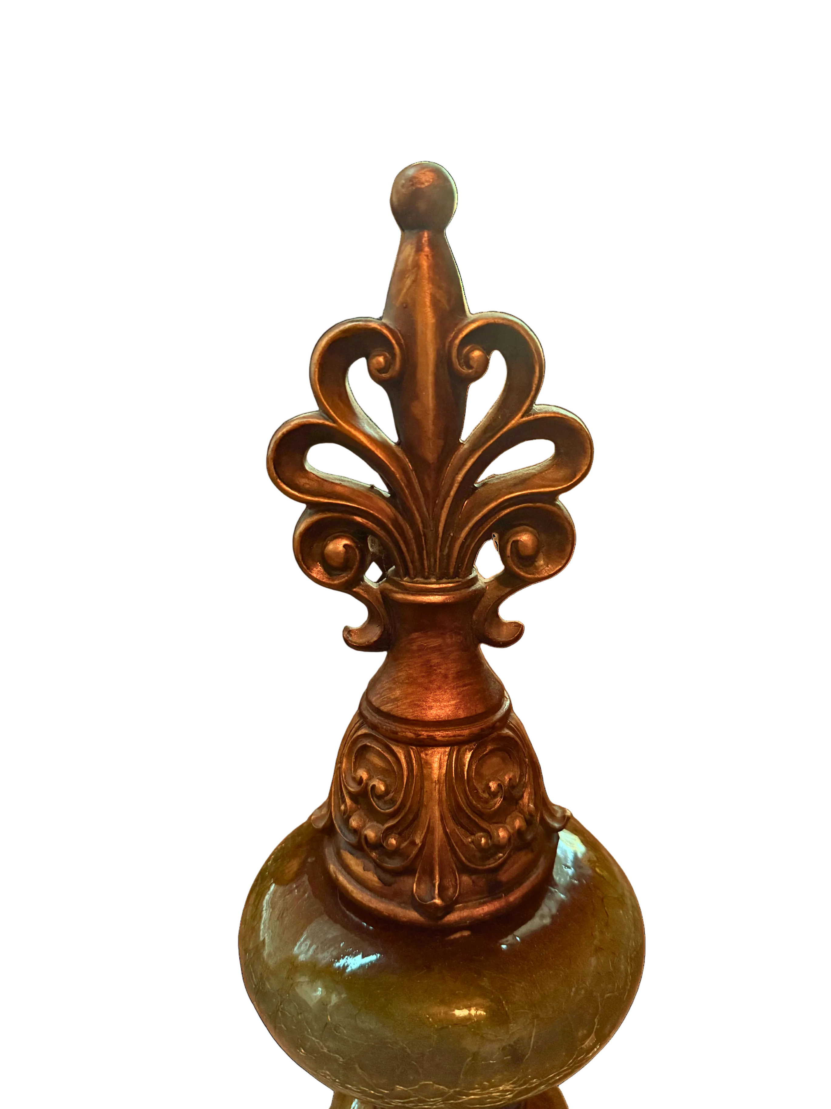 Baroque-Style Crackle Glass Decorative Goblet & Finial Set