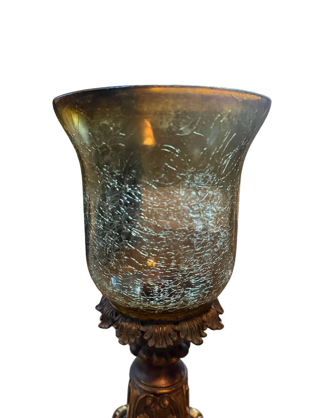 Baroque-Style Crackle Glass Decorative Goblet & Finial Set