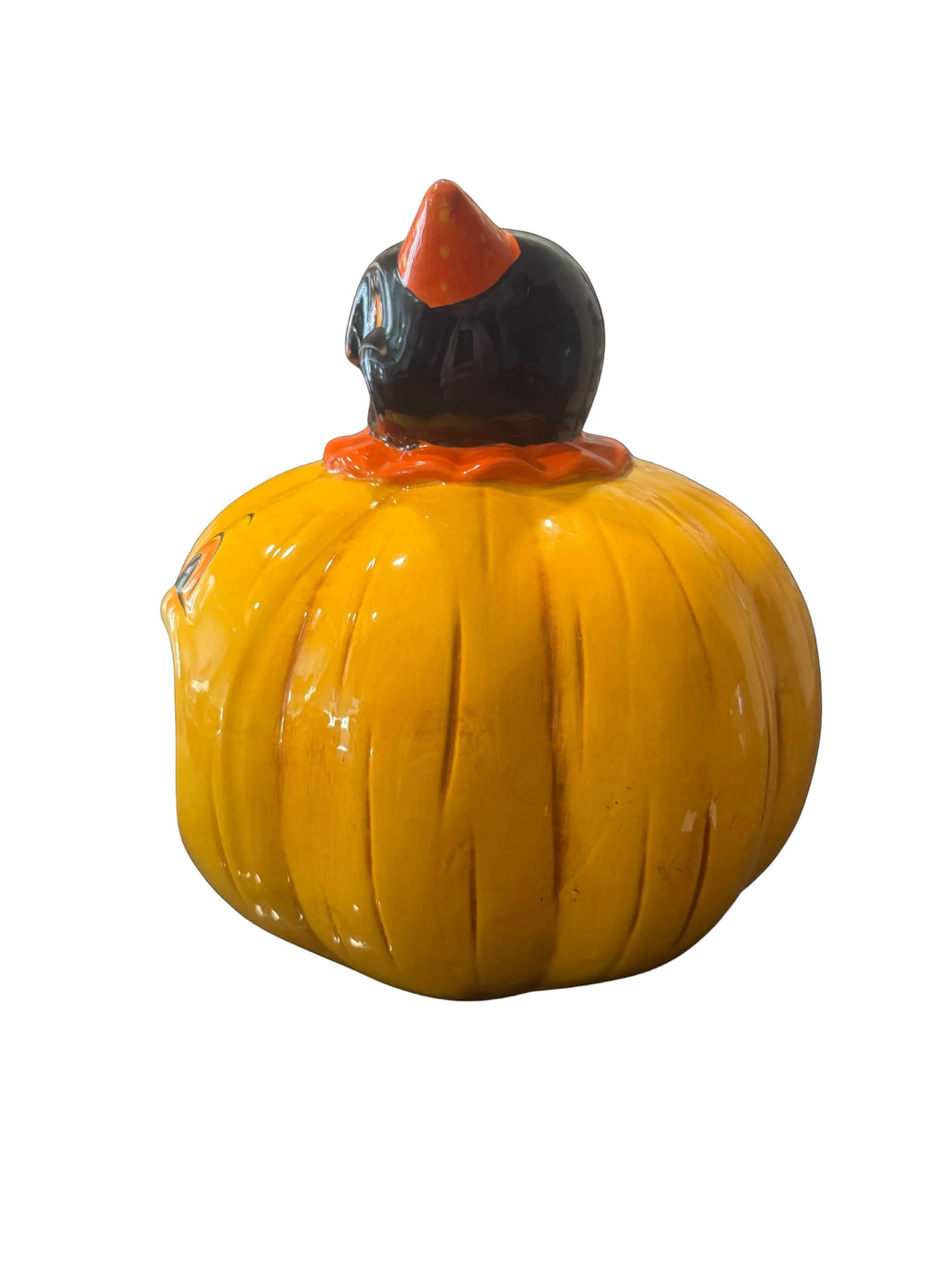 Johanna Parker Halloween Ceramic Black Cat Pumpkin Candy Bowl – Orange Black Retro