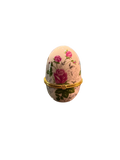 Vintage Rose Chintz Porcelain Egg Trinket Box | Romantic Floral Collectible