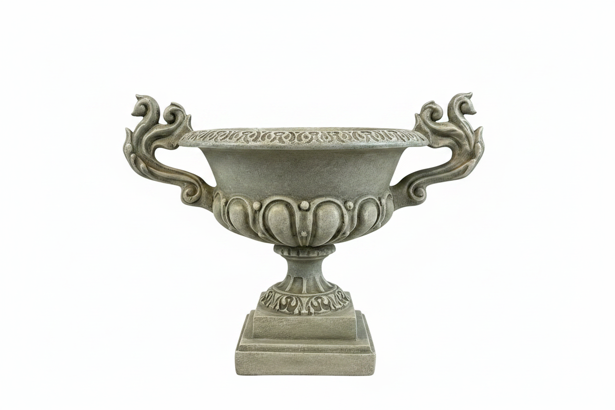 Antique Decorative Compote Bowl with Scroll Handles – Carved Scrollwork & Acanthus Leaf Detail