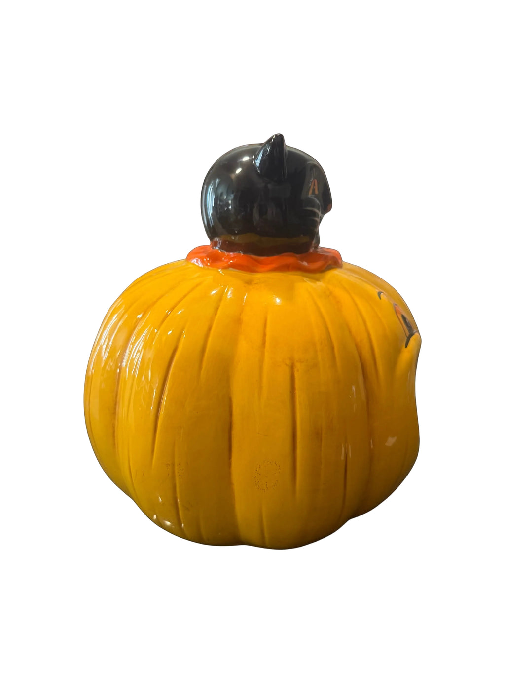 Johanna Parker Halloween Ceramic Black Cat Pumpkin Candy Bowl – Orange Black Retro