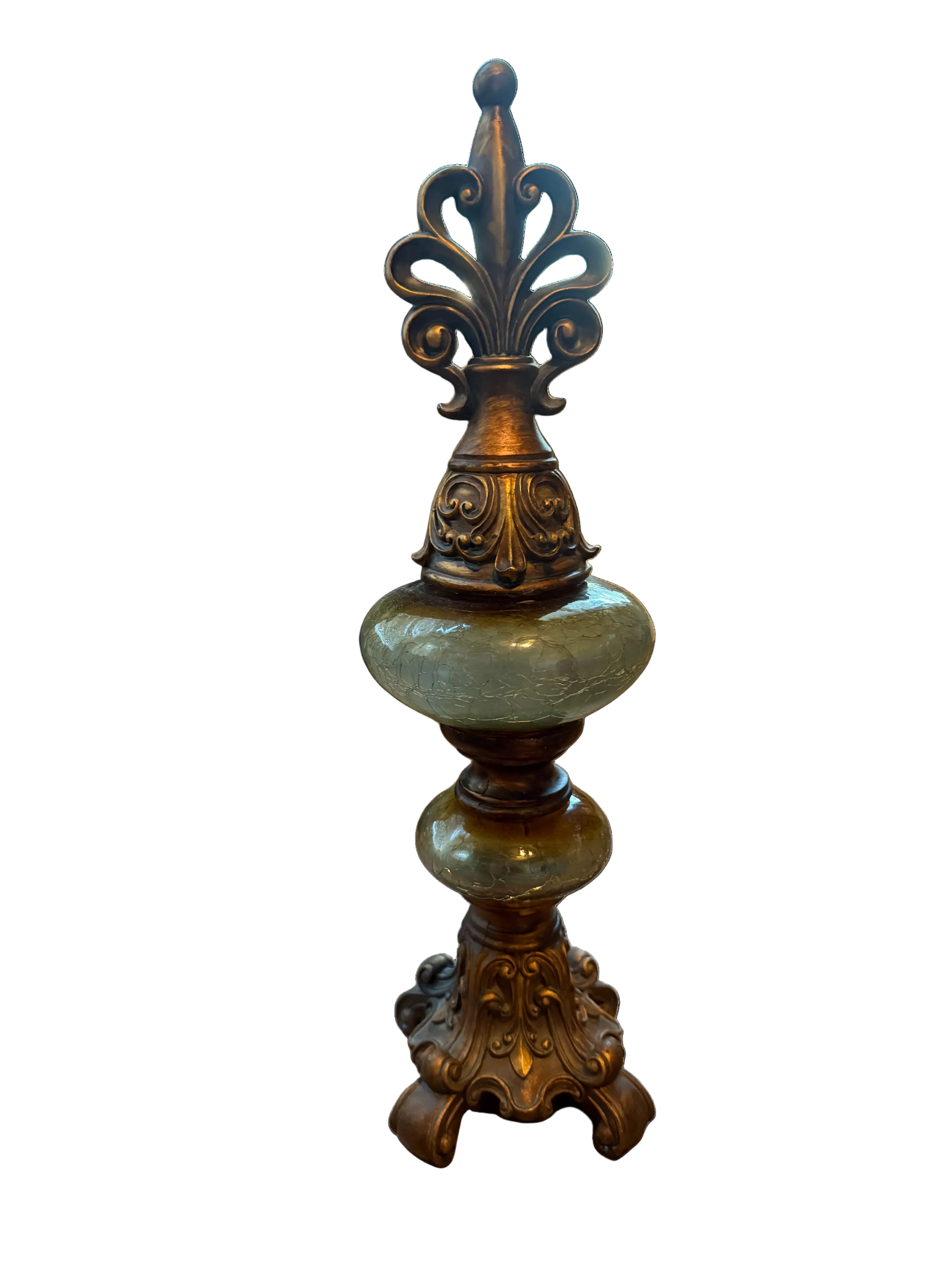 Baroque-Style Crackle Glass Decorative Goblet & Finial Set